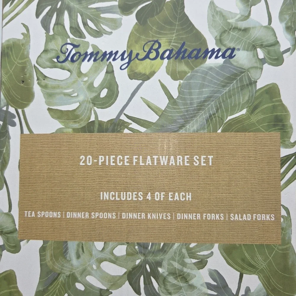 Tommy Bahama 20-Piece Hammered Gold‎ Stainless Steel Flatware Set Made in India